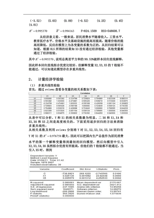 影响居民消费水平相关因素的计量分析