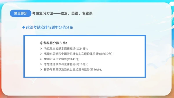 蓝色水彩插画风考研经验分享课件PPT