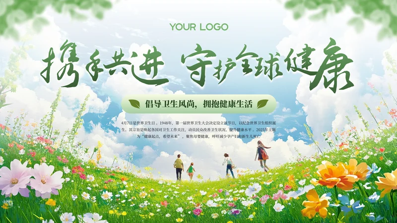 绿色清新全国爱卫生日健康教育宣传PPT模板