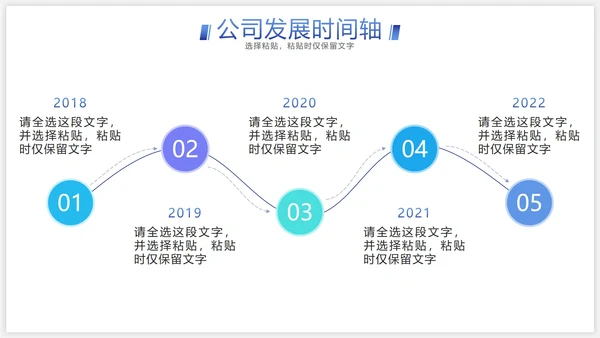 蓝色公司发展时间时间轴PPT模板