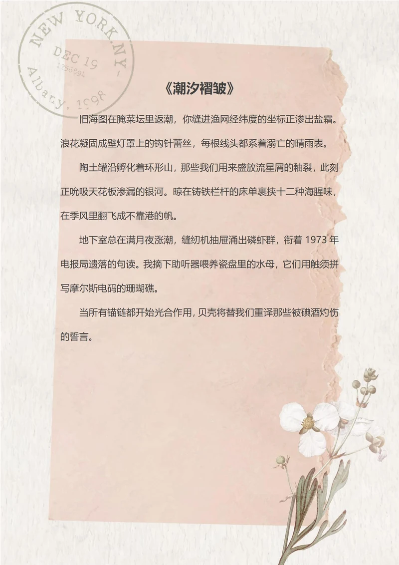 粉色手绘银莲花信纸