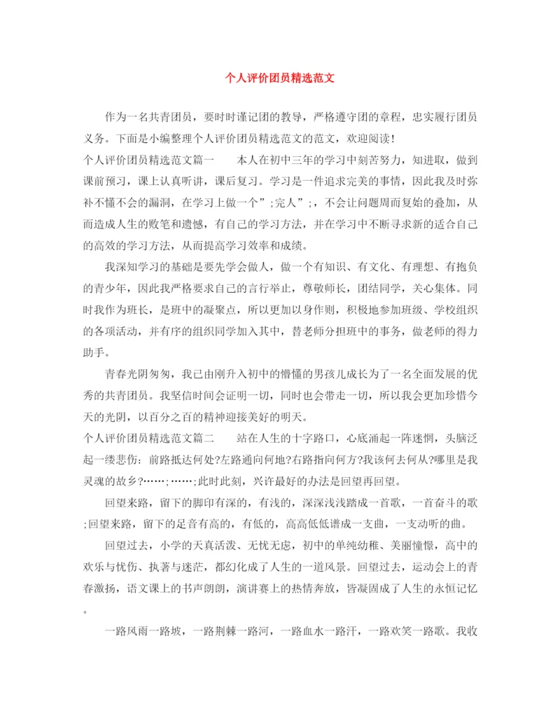 精编之个人评价团员精选范文.docx