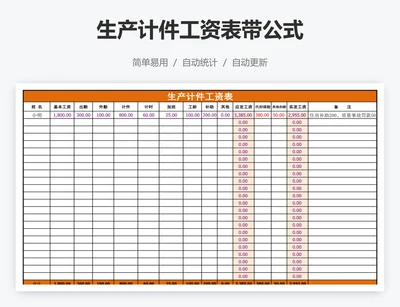 生产计件工资表带公式