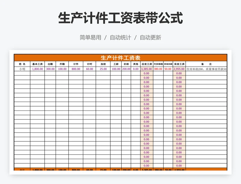 生产计件工资表带公式