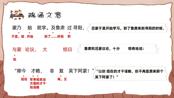 棕色卡通孙权劝学人教版初中七年级语文下册PPT课件PPT模板人教版初中语文七年级下册课件