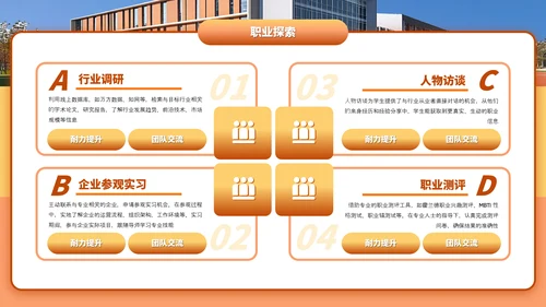橙色简约风新学期共奋进主题班会PPT模板