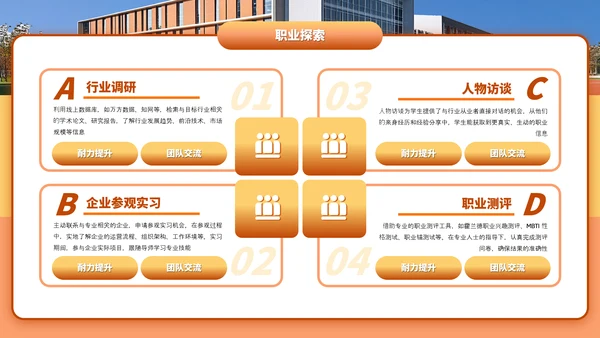 橙色简约风新学期共奋进主题班会PPT模板