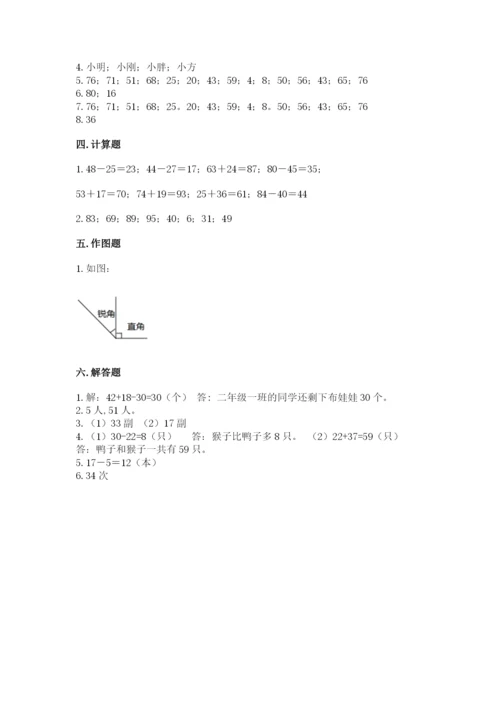 2022人教版二年级上册数学期中测试卷含完整答案（考点梳理）.docx