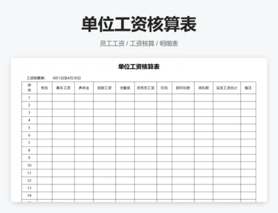 单位工资核算表