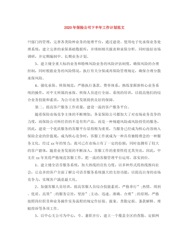 精编之年保险公司下半年工作计划范文.docx