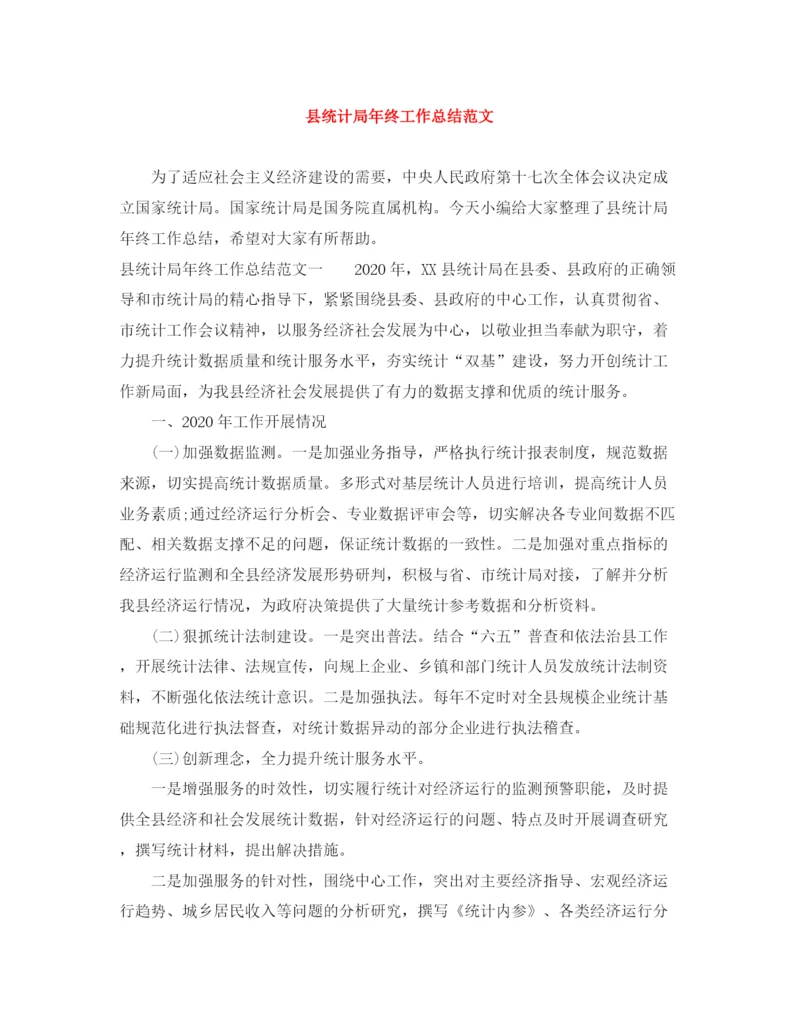 精编之县统计局年终工作总结范文.docx