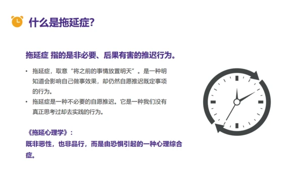 拒绝拖延症时间管理教育通用PPT模板