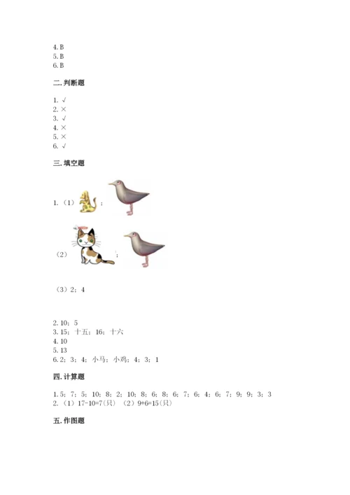 小学一年级上册数学期末测试卷（实用）word版.docx