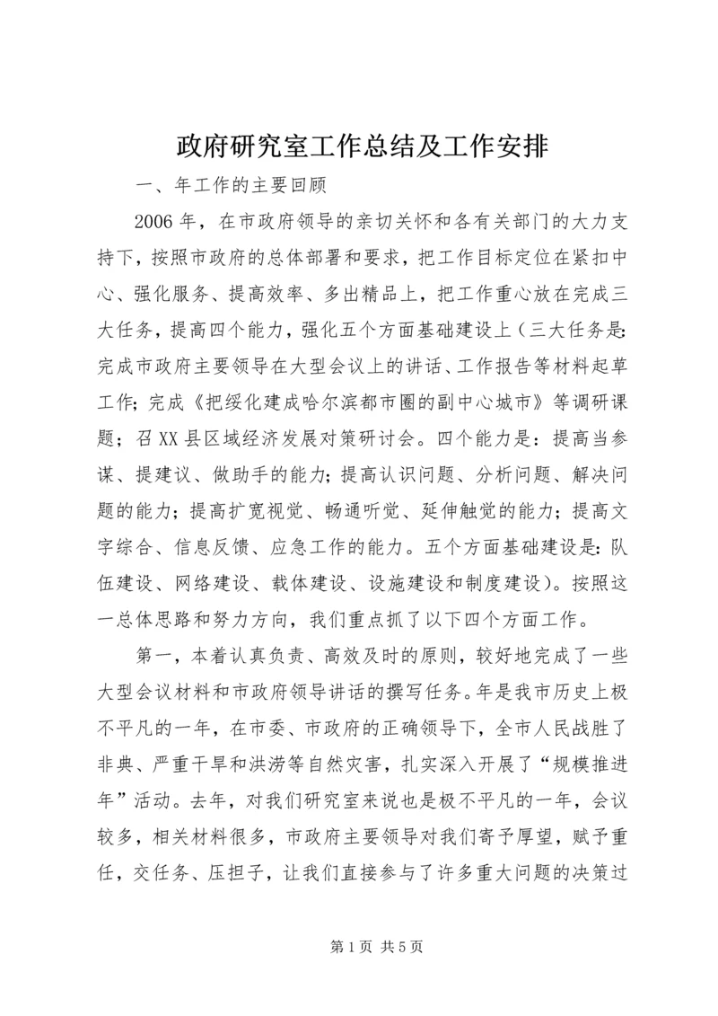 政府研究室工作总结及工作安排.docx