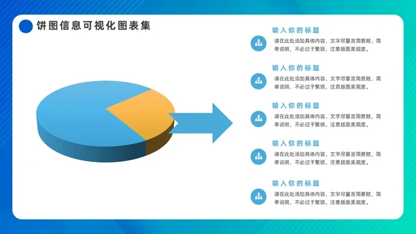 蓝色简约饼图信息可视化图表集PPT
