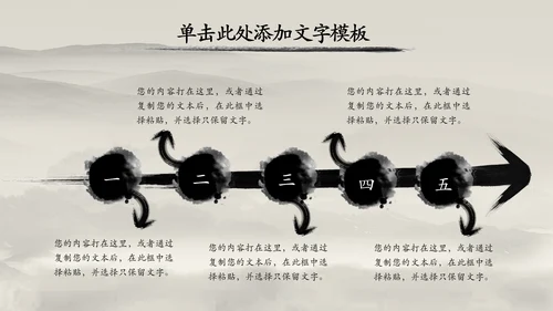 中国风水墨古筝ppt动态模板