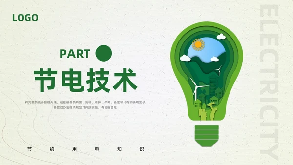 绿色简约节约用电你我共行PPT模板宣传PPT动态PPT