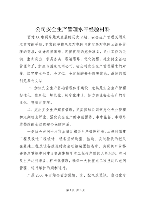 公司安全生产管理水平经验材料.docx