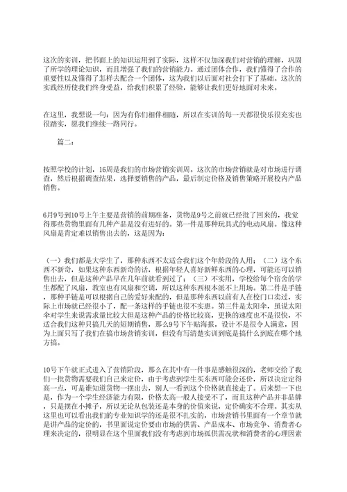 大学市场营销实训个人总结三篇