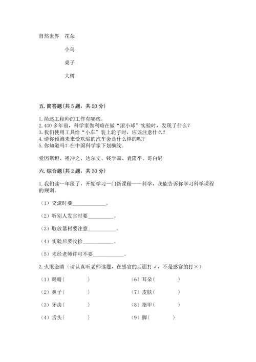 苏教版一年级上册科学 期末测试卷新版.docx