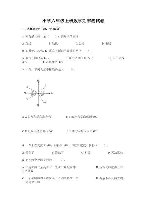 小学六年级上册数学期末测试卷含答案【预热题】.docx