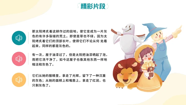 卡通手绘梦幻绿野仙踪名著导读教学PPT模板