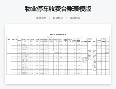 物业停车收费台账表模版