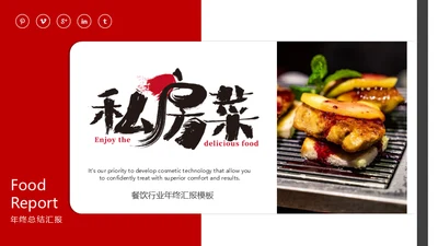 私房菜餐饮行业烤肉年终汇报通用PPT模板