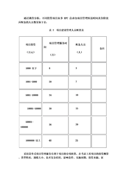 EPC工程总承包项目建设管理费取费建议