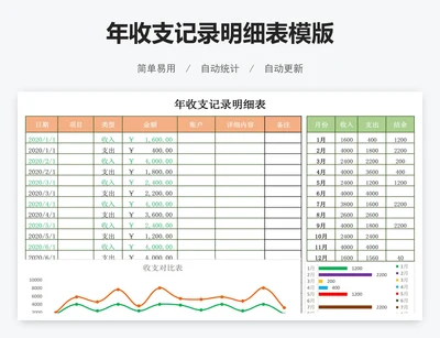 年收支记录明细表模版