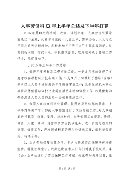 人事劳资科某年上半年总结及下半年打算.docx