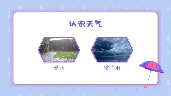 蓝色卡通插画简约小小气象员幼儿园认识天气教学课件PPT课件