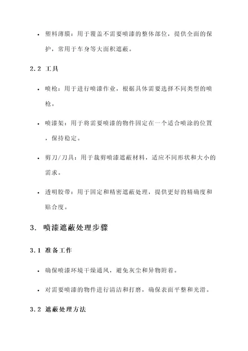 喷漆遮蔽处理方案