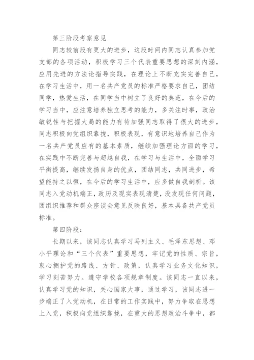 精选入党积极分子考察意见.docx