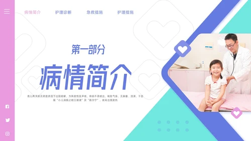 粉紫简约儿科支气管肺炎护理查房PPT模板宣传PPT动态PPT儿科护理