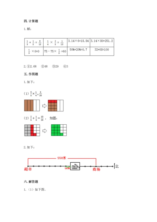 人教版六年级上册数学 期中测试卷附参考答案【夺分金卷】.docx