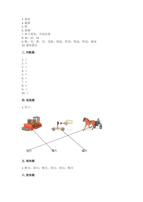 教科版二年级下册科学知识点期末测试卷及参考答案（达标题）.docx