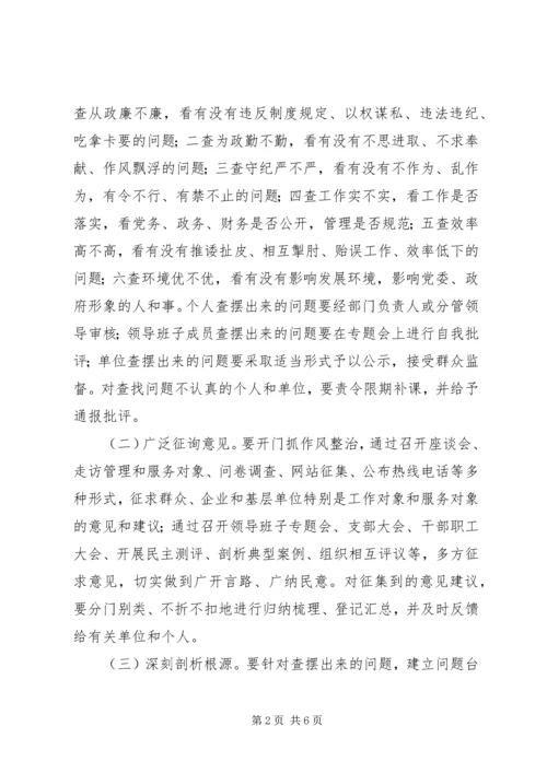 关于做好全市“整作风、提效能、优环境”主题活动自查自纠阶段工作的意见.docx