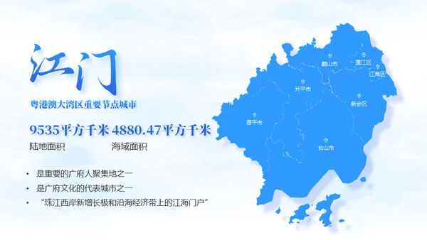 蓝天白云侨乡之都家乡城市宣传通用PPT模板
