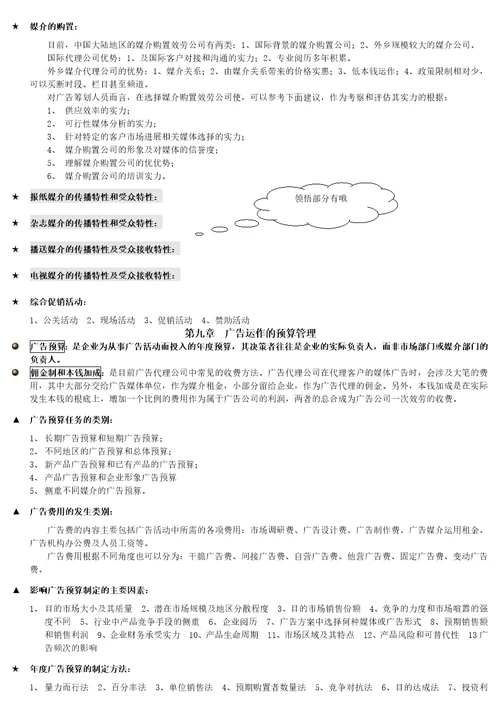 自考广告运作策略复习资料