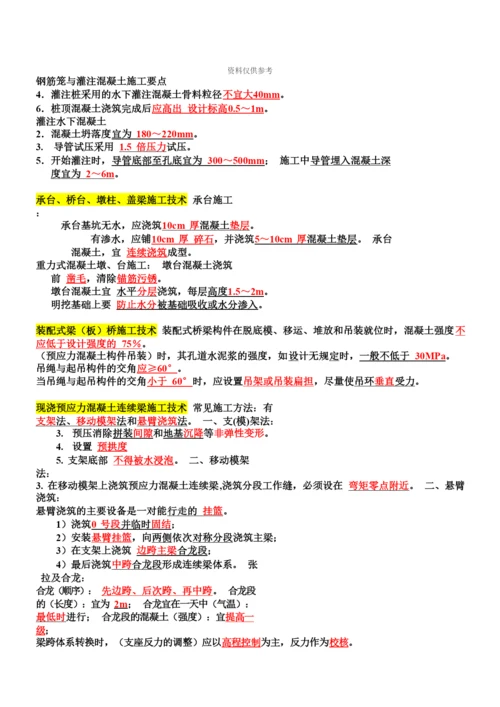 二级建造师市政实务复习重点总结浓缩版.docx