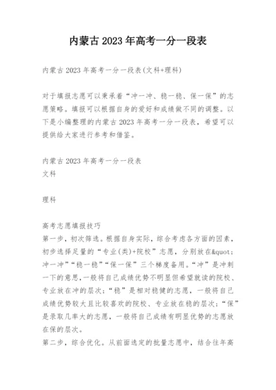 内蒙古2023年高考一分一段表.docx