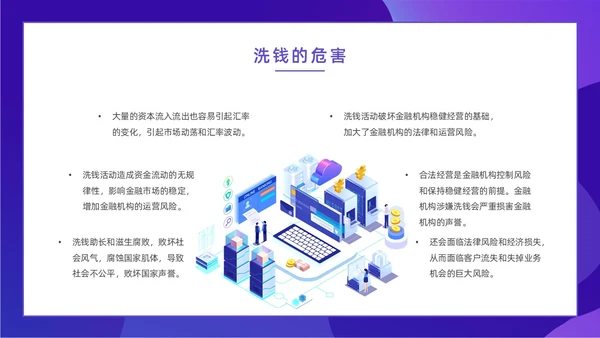 紫色简约风扁平化插画校园反洗钱动态PPT