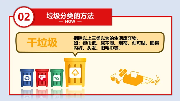 垃圾分类科普垃圾筒PPT模板