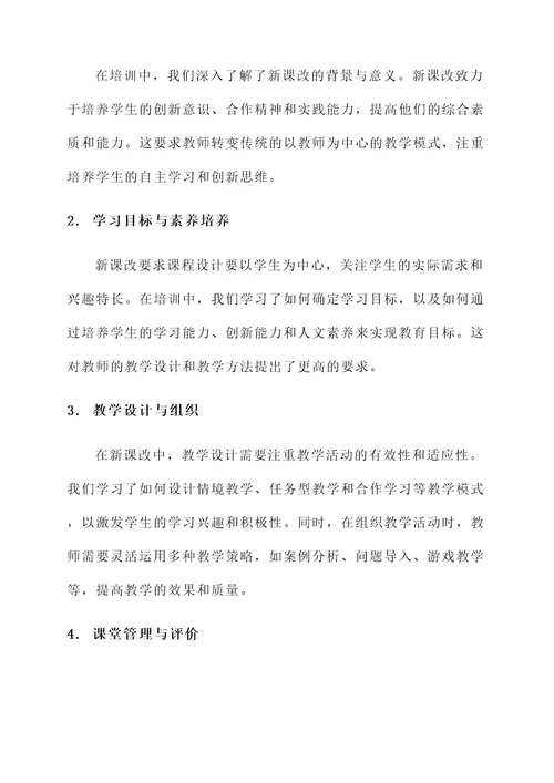 中学新课改培训总结心得
