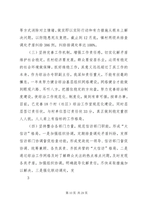 乡镇综治办专职副主任述职述廉报告.docx