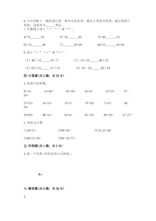 2022人教版二年级上册数学期中测试卷【研优卷】.docx