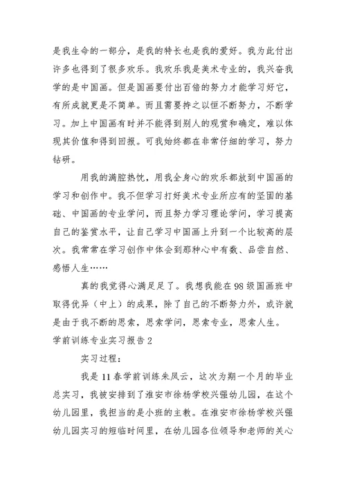 学前训练专业实习报告