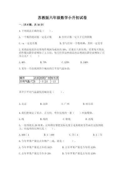 苏教版六年级数学小升初试卷含完整答案【精选题】.docx