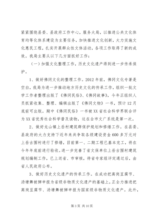 县文化广播局工作报告.docx